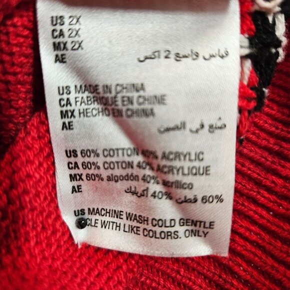 Style & Co Red Fair Isle Knit Sweater 2X Cotton Blend casual office Bold Party - Picture 10 of 12